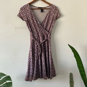 Cute Daisy Checkered Faux Wrap Dress